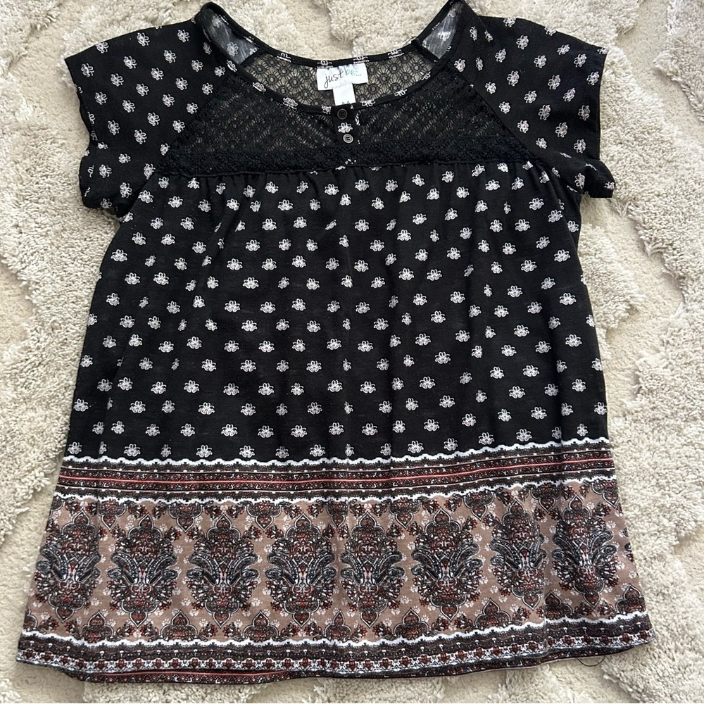 Just Be Black and Brown Floral Blouse